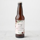 Moderne bordeauxrode gouden geometrische boho bier etiket (Voorkant)