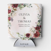 Moderne bordeauxrode gouden geometrische boho blikjeskoeler (Voorkant)