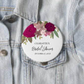 Moderne bordeauxrode tuinvruchten bruidsdouche ronde button 4,0 cm (In situ)