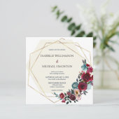 Moderne bordeauxrood en roze bloemstukken kaart (Staand voorkant)