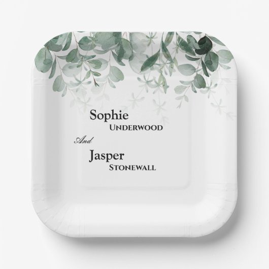 Moderne Borden van het witte bruindradenpapier in  Papieren Bordje (Voorkant)