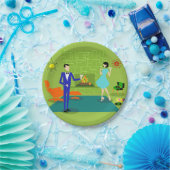 Moderne Borden voor mid-century multiple paper Papieren Bordje (Feest)