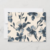 Moderne Border Blauwe Waterverf Bloemen Typografie Notitiekaartje (Achterkant)