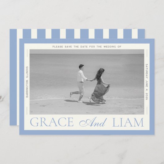 Moderne Border Elegance Foto Sla de datum op Save The Date (Voorkant / Achterkant)