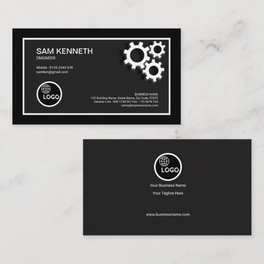 Moderne Borders Three Gears Engineer Visitekaartje (Voorkant / Achterkant)