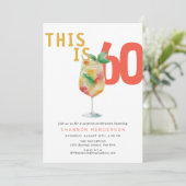 Moderne Borrelende Koraal 60e Verjaardags Uitnodig Kaart (Staand voorkant)