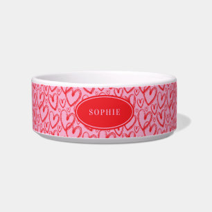 Moderne Borstel Hart Roze Rood Gepersonaliseerde H Voerbakje