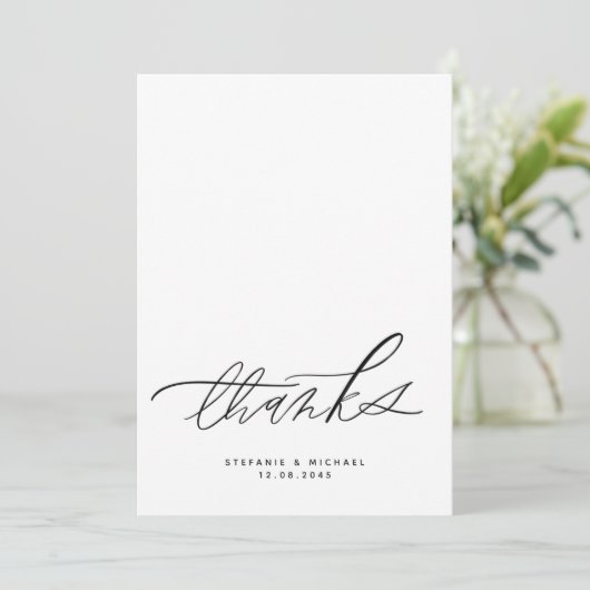 Moderne borstel kalligrafie bruiloft bedankkaart (Staand voorkant)