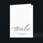 Moderne borstel kalligrafie bruiloft bedankkaart<br><div class="desc">Stuur bedankt naar uw dierbaren met deze aanpasbare trouwbedankkaart. Het beschikt over waterverf penseelkalligrafie. Personaliseer door uw gegevens toe te voegen. Deze zwarte bedankkaart is perfect voor speciale evenementen en zakelijk en persoonlijk gebruik.</div>