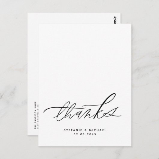 Moderne borstel kalligrafie bruiloft dank u briefkaart (Voorkant / Achterkant)