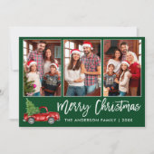 Moderne Borstel Manuscript Groen 3 de Vrachtwagen Feestdagenkaart (Voorkant)