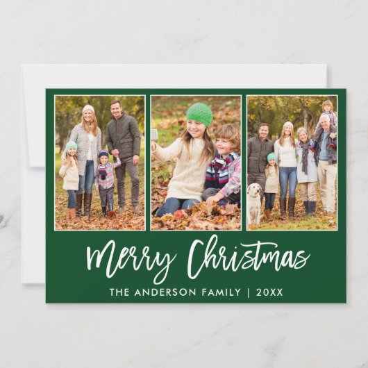 Moderne Borstel Manuscript Groen 3 de Vrachtwagen  Feestdagenkaart (Voorkant)