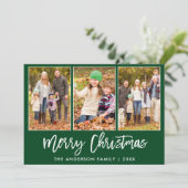 Moderne Borstel Manuscript Groen 3 de Vrachtwagen  Feestdagenkaart (Staand voorkant)