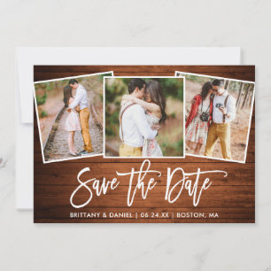 Moderne Borstel Schrift Landelijk Hout 3 Foto Coll Save The Date