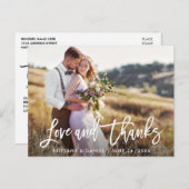 Moderne Borstel Schrift Liefde Dank | Trouwfoto Briefkaart (Voorkant / Achterkant)