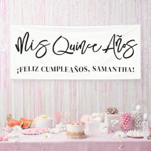 Moderne Borstel Schrift Mis Quince Años Spandoek