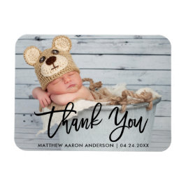 Moderne Borstel Schrift Nieuwe Baby Bedankt Zwart Magneet