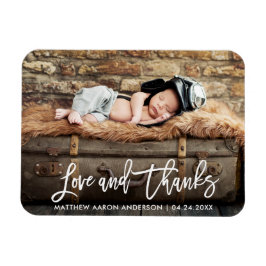 Moderne Borstel Schrift Nieuwe Baby Liefde en Dank Magneet