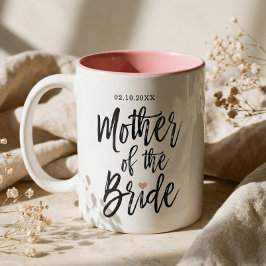 Moderne Borstel Schrift Roze Hart Moeder van de Br Tweekleurige Koffiemok