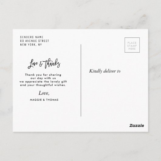 Moderne borstel script bruiloft dank u kaart (Achterkant)