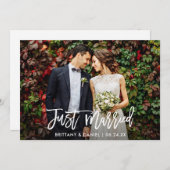 Moderne borstel script foto net getrouwd aankondiging (Voorkant / Achterkant)