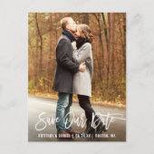 Moderne borstel script foto opslaan onze datum briefkaart (Voorkant)