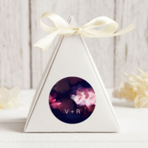 Moderne borstel streken Monogram bruiloft Ronde Sticker