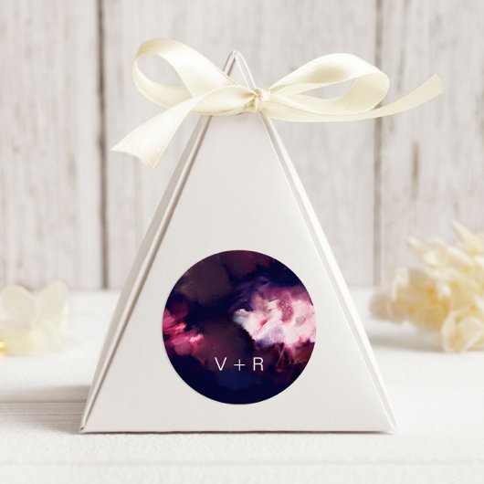 Moderne borstel streken Monogram bruiloft Ronde Sticker