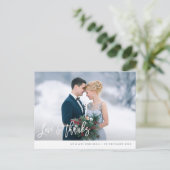 Moderne borstel typografie bruiloft bedankkaart briefkaart (Staand voorkant)