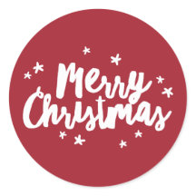 Moderne borstel Vrolijke Kerst Ronde Sticker