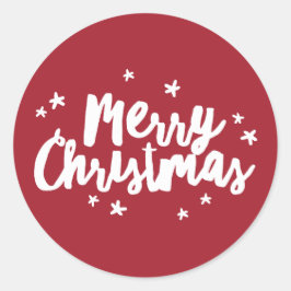 Moderne borstel Vrolijke Kerst Ronde Sticker