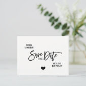 Moderne Borstel witte zwarte bruiloft BEWAART DE D Aankondigingskaart (Staand voorkant)