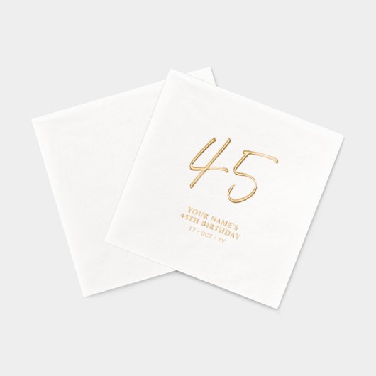 Moderne borstelbelettering 45e verjaardagsfeest folie servetten (Achterkant)