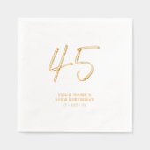 Moderne borstelbelettering 45e verjaardagsfeest folie servetten (Voorkant)