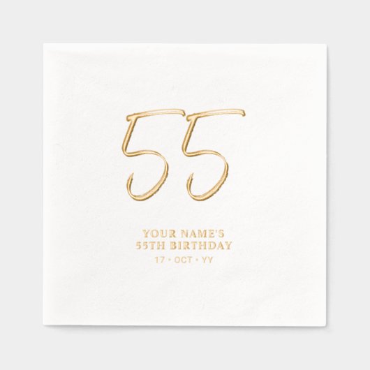 Moderne borstelbelettering 55e verjaardagsfeest folie servetten (Voorkant)