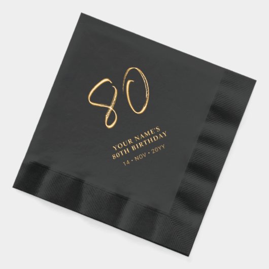 Moderne borstelbelettering 80ste verjaardagsfeest folie servetten (Links)