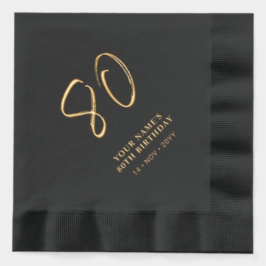 Moderne borstelbelettering 80ste verjaardagsfeest folie servetten (Voorkant)