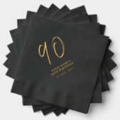 Moderne borstelbelettering 90ste verjaardagsfeest folie servetten (Insitu (Gestapeld))