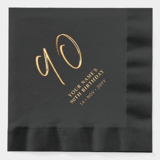 Moderne borstelbelettering 90ste verjaardagsfeest folie servetten (Voorkant)