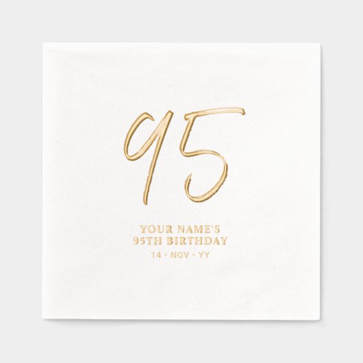 Moderne borstelbelettering 95e verjaardagsfeest folie servetten (Voorkant)