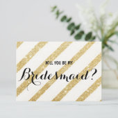 Moderne borstelgouden streep... word je mijn Bride Kaart (Staand voorkant)