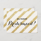 Moderne borstelgouden streep... word je mijn Bride Kaart (Voorkant / Achterkant)