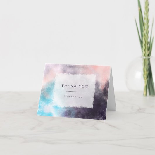Moderne borstels Kleurrijke bruiloft Bedankkaart (Voorkant)