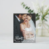 Moderne Borstelschrift Eeuwig Dankbaar Trouwfoto Briefkaart (Staand voorkant)