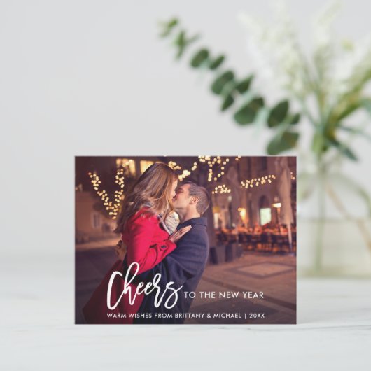 Moderne Borstelscript foto nieuwjaarstiften Briefkaart (Staand voorkant)