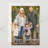 Moderne borstelscript Happy Thanksgiving Foto Feestdagenkaart (Voorkant)