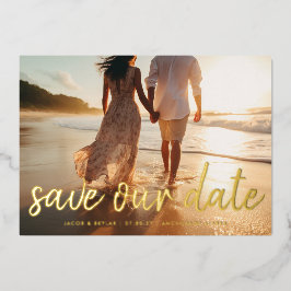 Moderne Borsteltekst Multi Full Bleed Foto Monogra Folie Uitnodiging