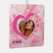 Moderne Borstkanker Aangepaste Hart Foto Naam Keramisch Ornament (Rechts)