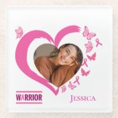 Moderne Borstkanker Warrior Fotonaam Glazen Onderzetter (Voorkant)