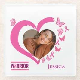 Moderne Borstkanker Warrior Fotonaam Glazen Onderzetter